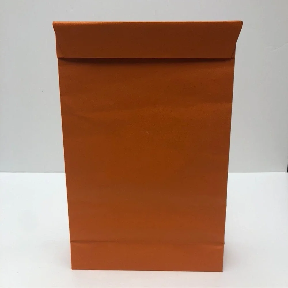 Hermes Authentic Orange Gift Paper Shopping Bag Medium Fold Top 10.5x16.25x4